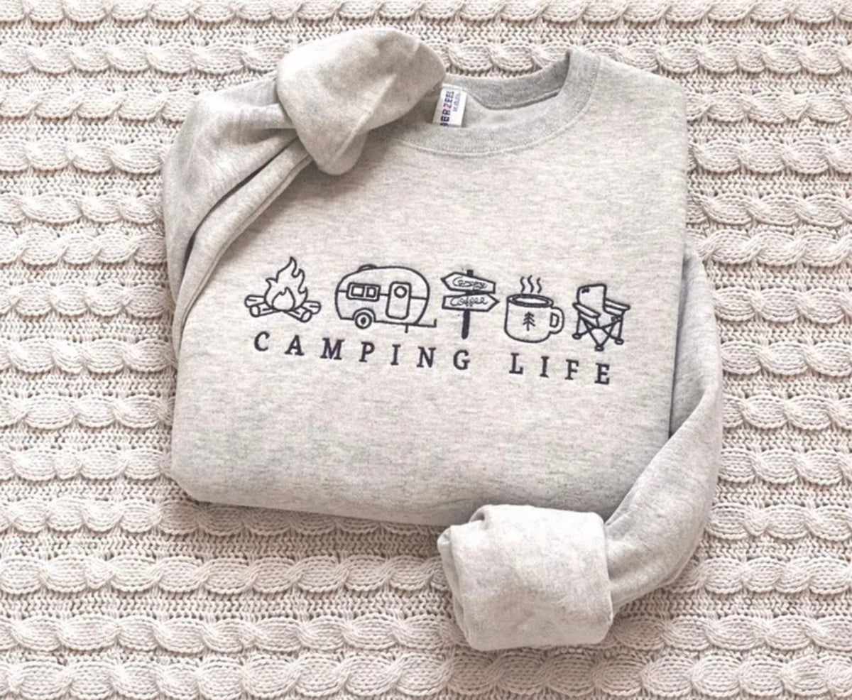 Camping Life Embroidered Sweatshirt