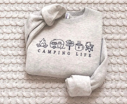 Camping Life Embroidered Sweatshirt
