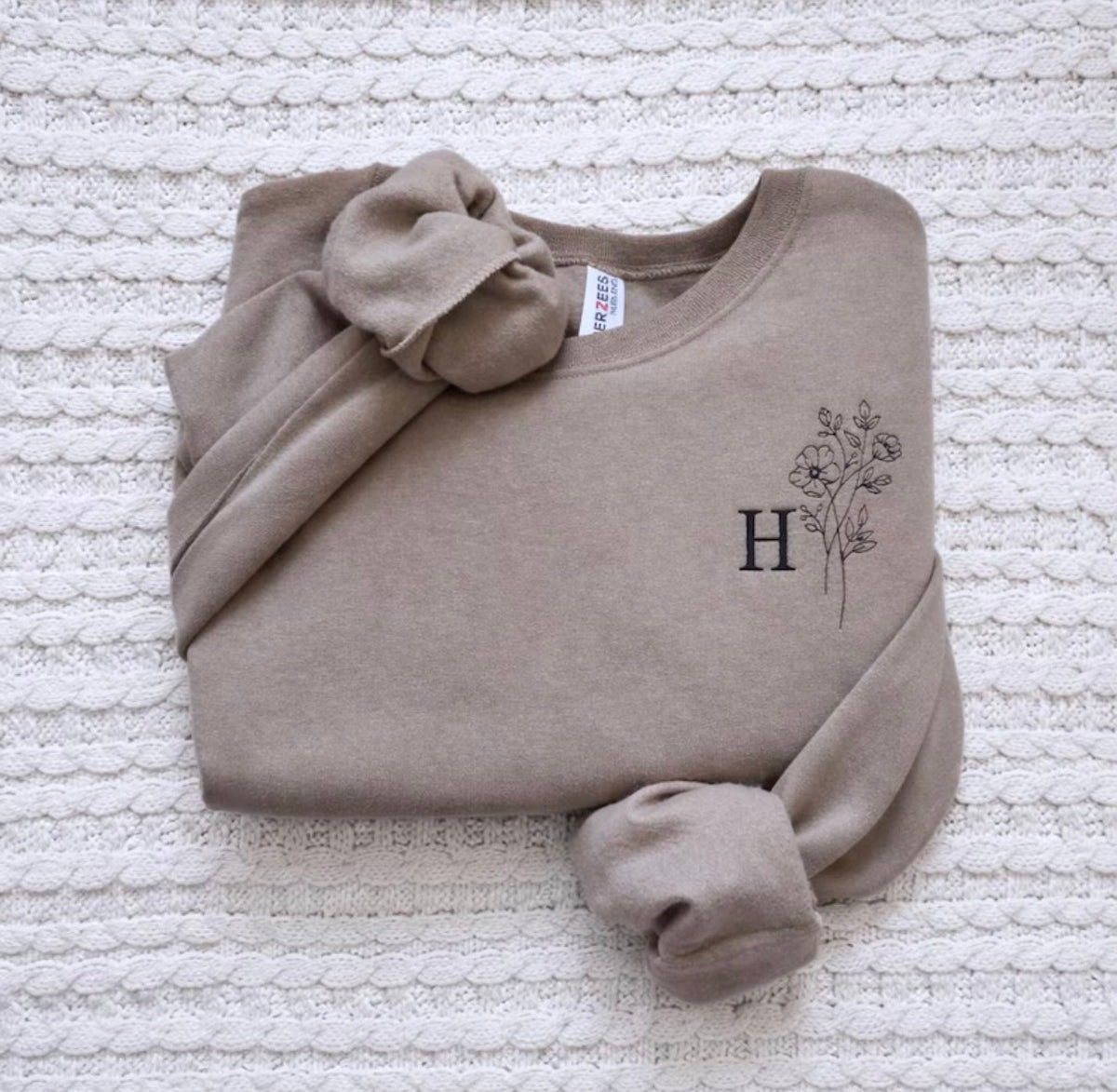 Floral Initial Embroidered Sweatshirt