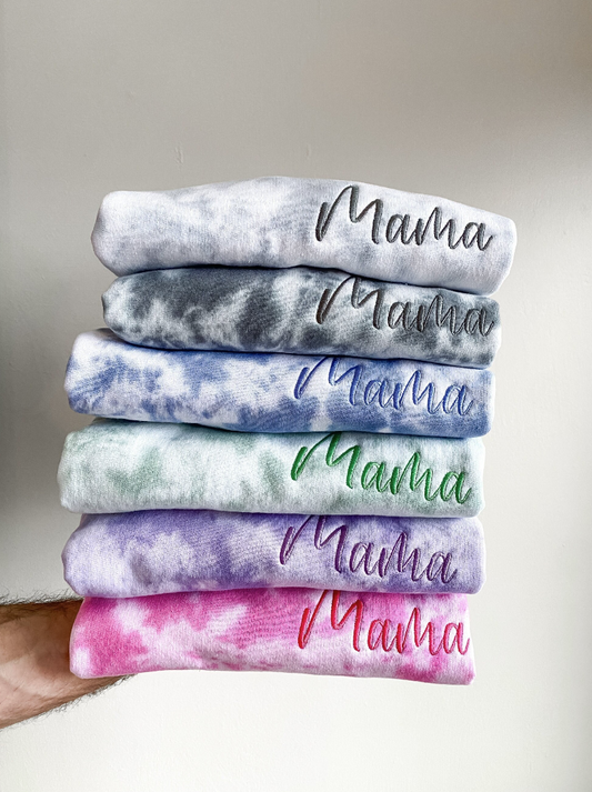 Mama Embroidered Tie-Dye Sweatshirt