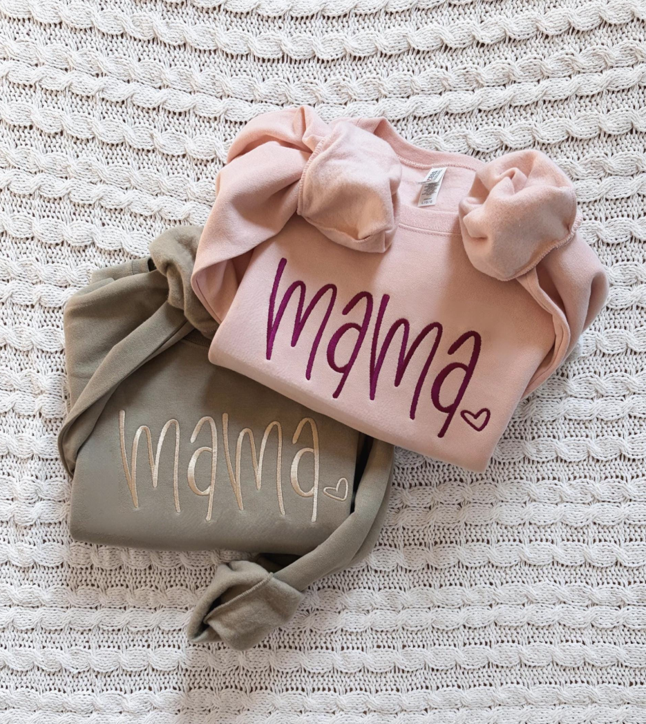 Mama Script Embroidered Sweatshirt