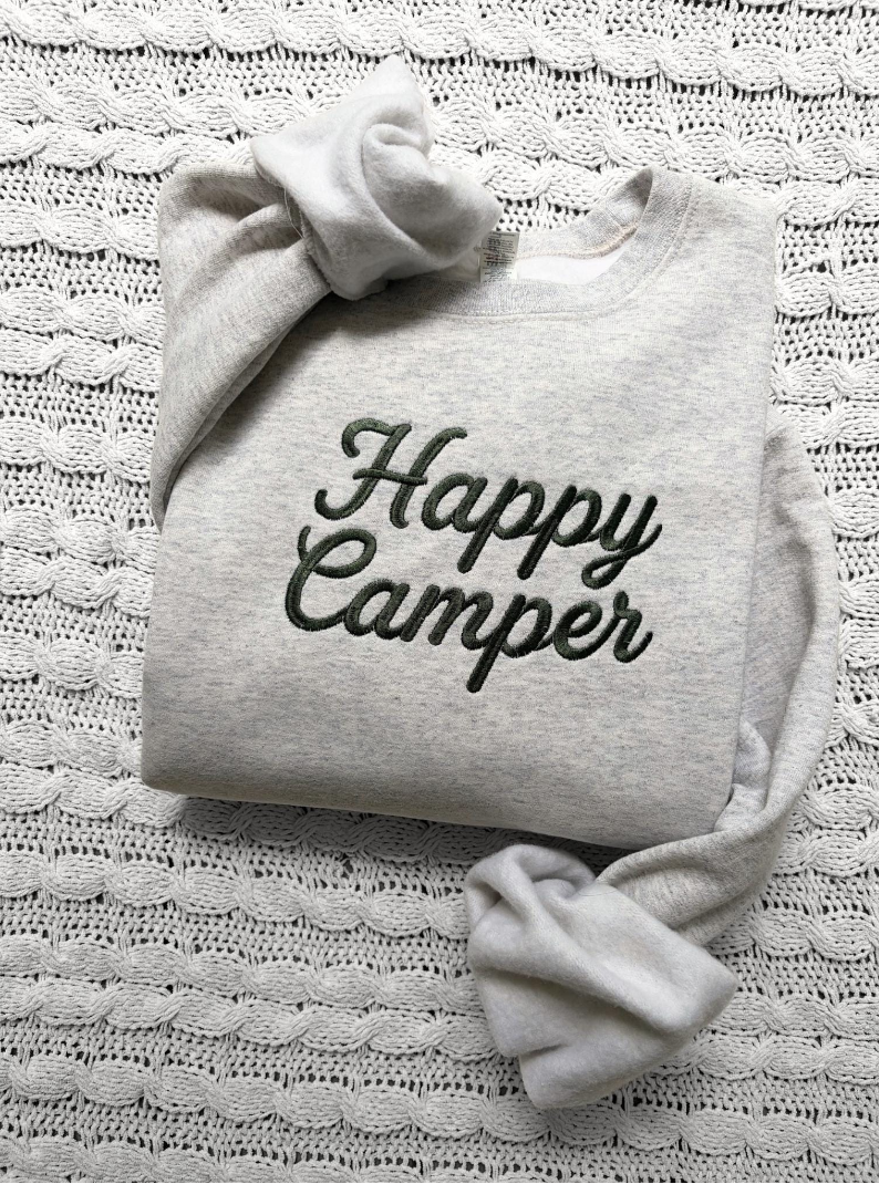 Happy Camper Embroidered Sweatshirt