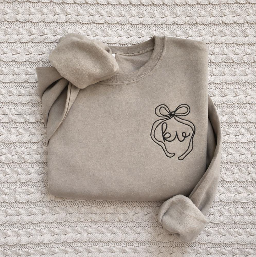Bow Initial Embroidered Sweatshirt