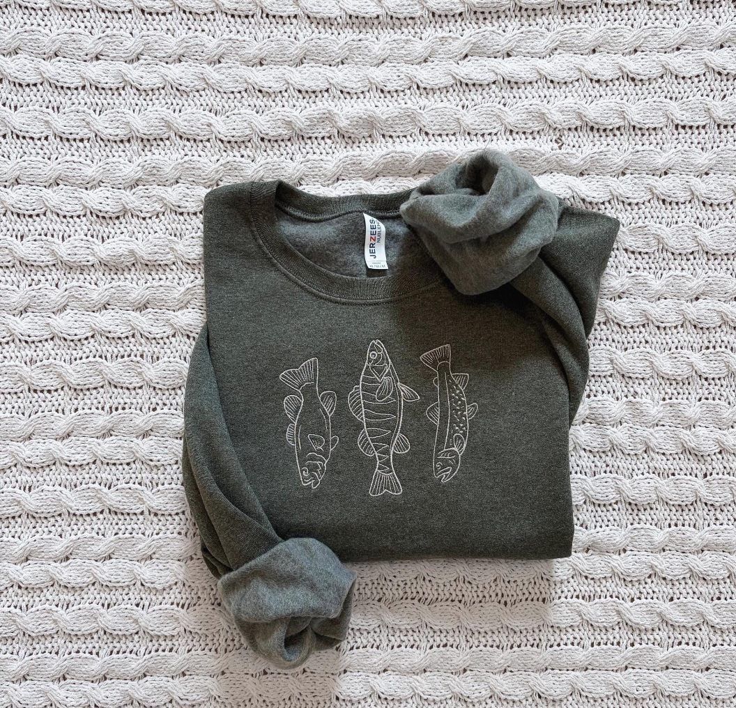 Fish Trio Embroidered Sweatshirt