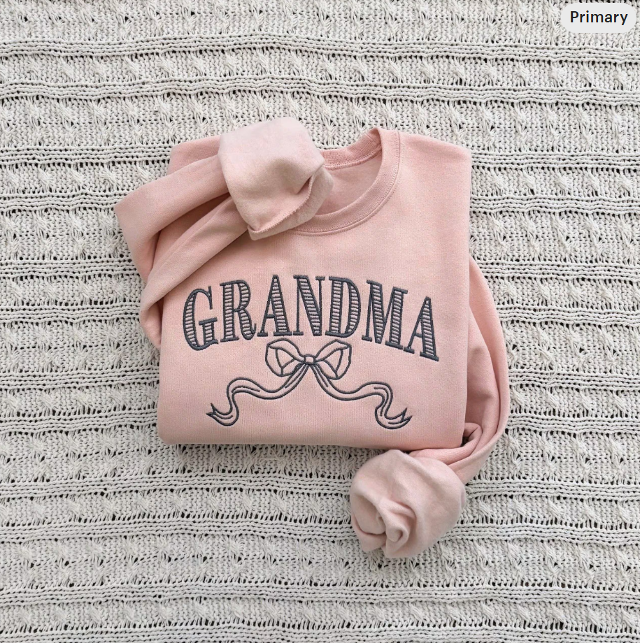 Grandma Bow Embroidered Sweatshirt