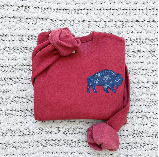 Buffalo Floral Applique Sweatshirt