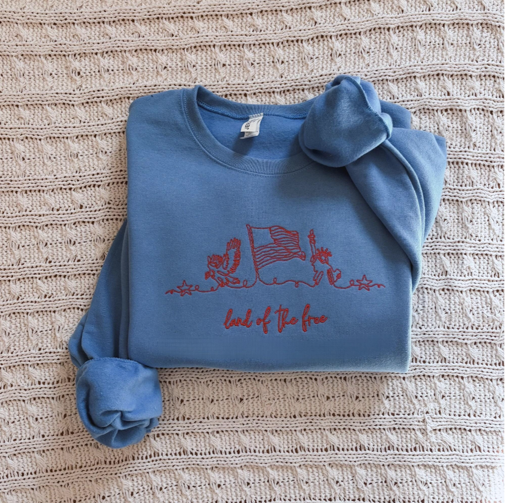 Land of the Free Embroidered Sweatshirt