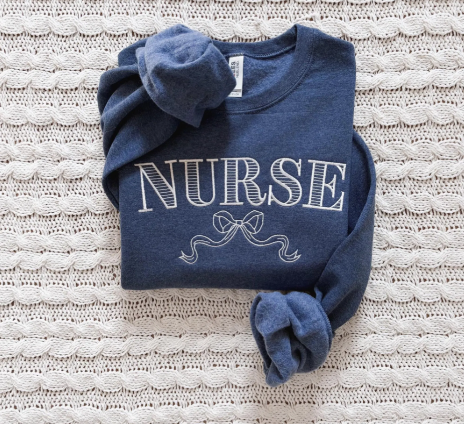 Nurse Bow Embroidered Sweatshirt
