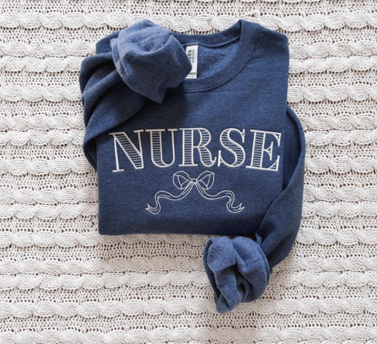 Nurse Bow Embroidered Sweatshirt